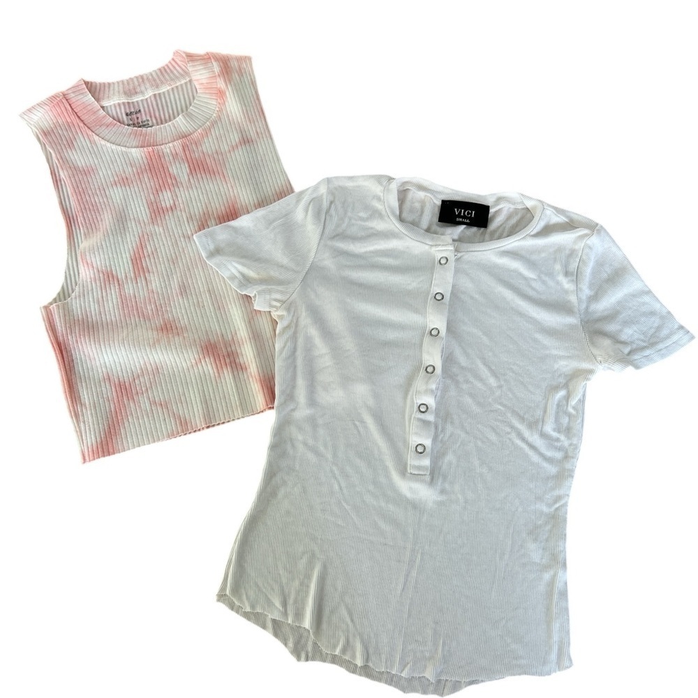 🌟🌟final sale🌟🌟Aerie Cropped Tank Top & Vici White Tee Size Small Bundle